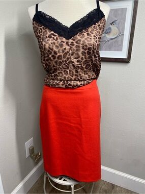 J. Crew factory The Pencil Skirt Vibrant Red Wool Blend